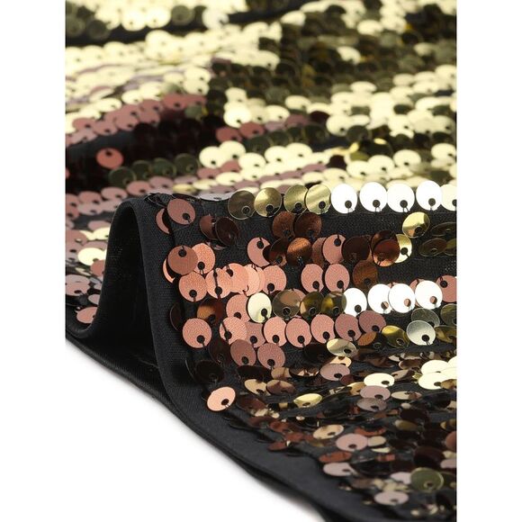 Women's Sequin Blouse Mesh Panel Sleeveless Party Clue Cami Top Multi - Picture 5 of 5